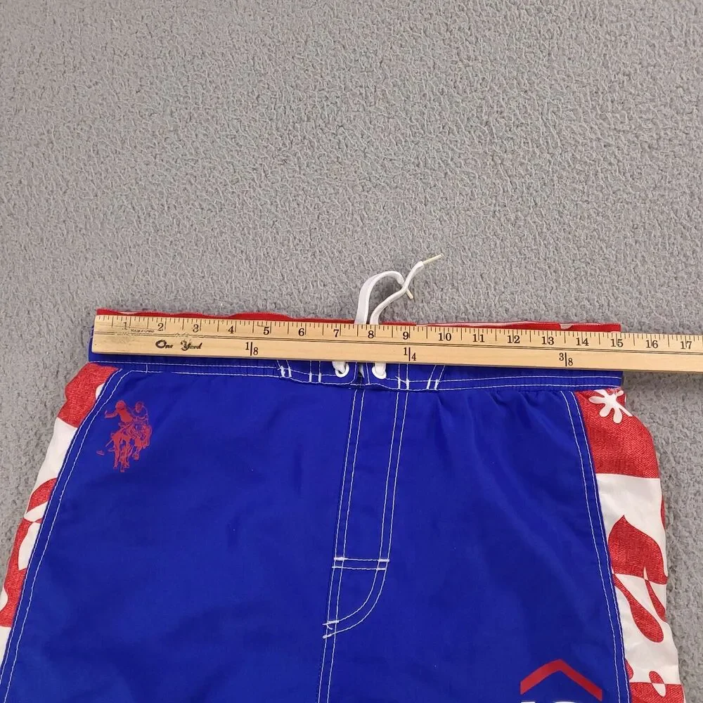 US Polo Assn Board Swim Shorts Boys Large 14/16 Blue USPA3 Champions Lined‎